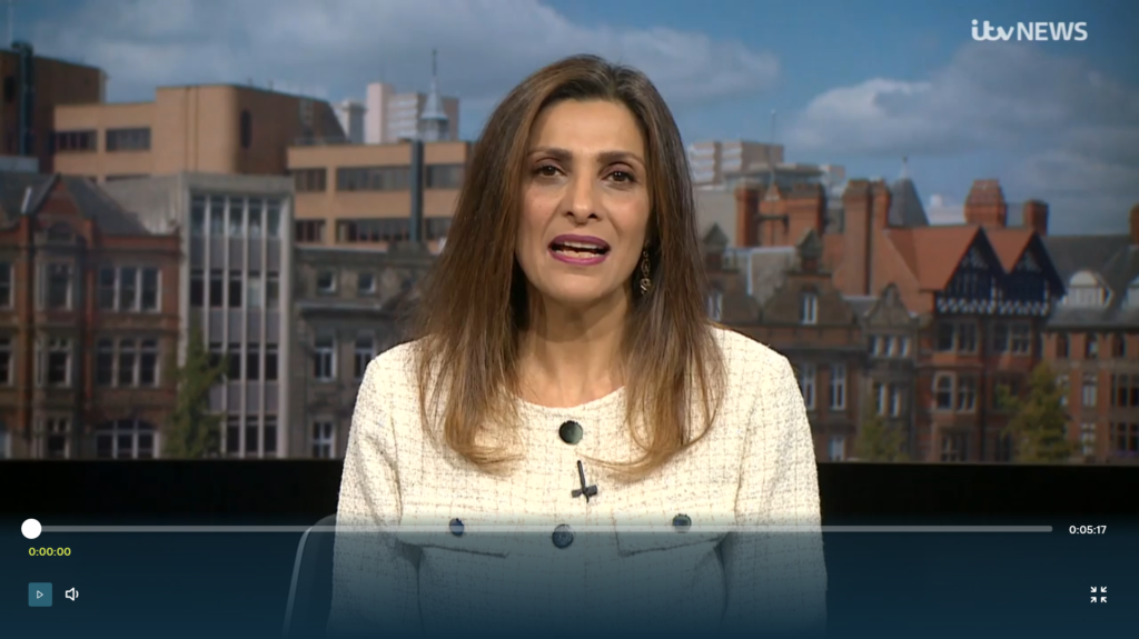 Screenshot of ITV News presenter